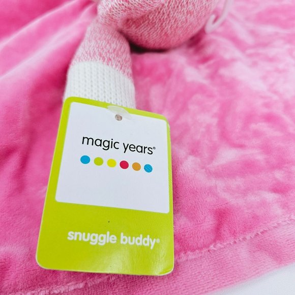 Magic Years Lovey Security Blanket Pink White Soft Sock Monkey Rattles Satin New - Picture 2 of 11